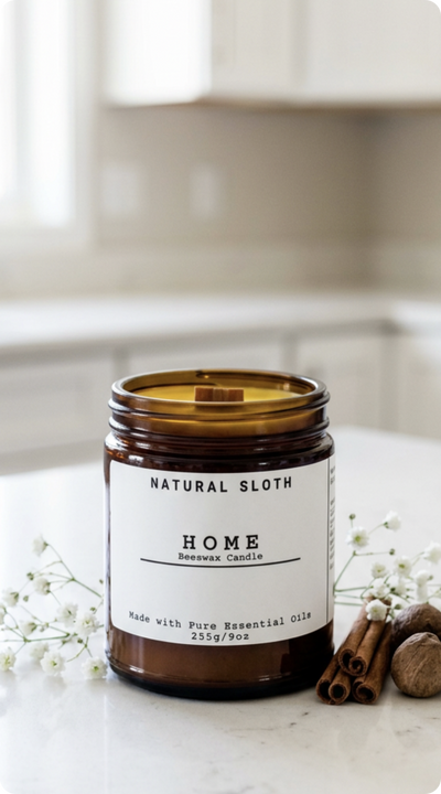 Natural Sloth Beeswax Candles