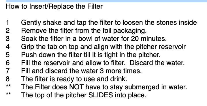 Therasage TheraH2O Pitcher
Easy Filter Replacement