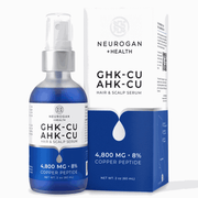 Neurogan Health AHK-Cu and GHK-Cu Hair Serum Pro spray bottle and product box.