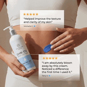 Customer testimonial graphic showing Neurogan Health GHK-Cu Lotion applied to the skin.