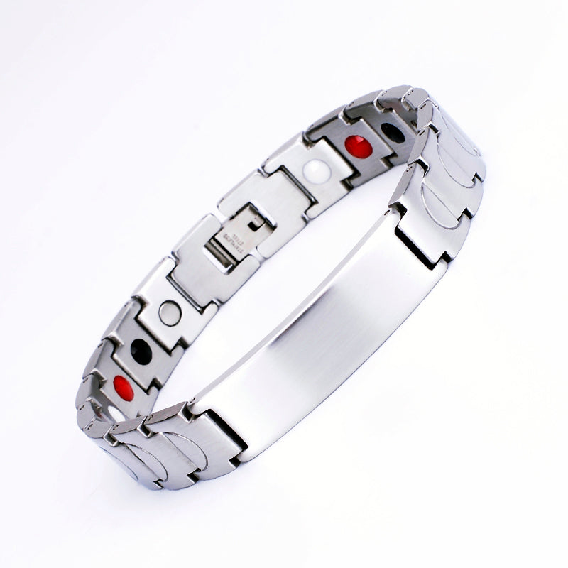 HealthyLine Stainless Steel Energy Bracelet 4-in-1. Silver color. Model SY050