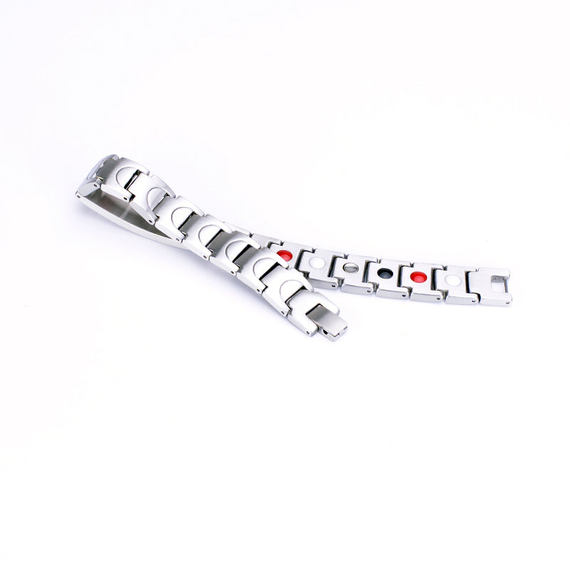 HealthyLine Stainless Steel Energy Bracelet 4-in-1. Silver color. Model SY050