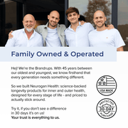 Neurogan Health founders with information about the family-owned business.