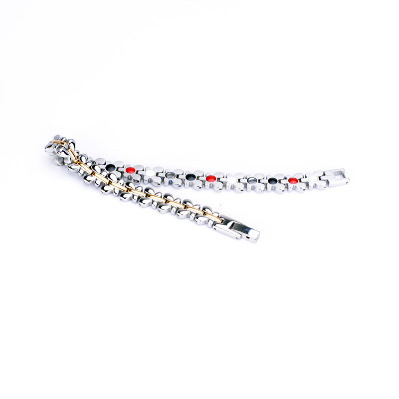 HealthyLine Stainless Steel Energy Bracelet 4-in-1. Silver/Gold color. Model SY087J