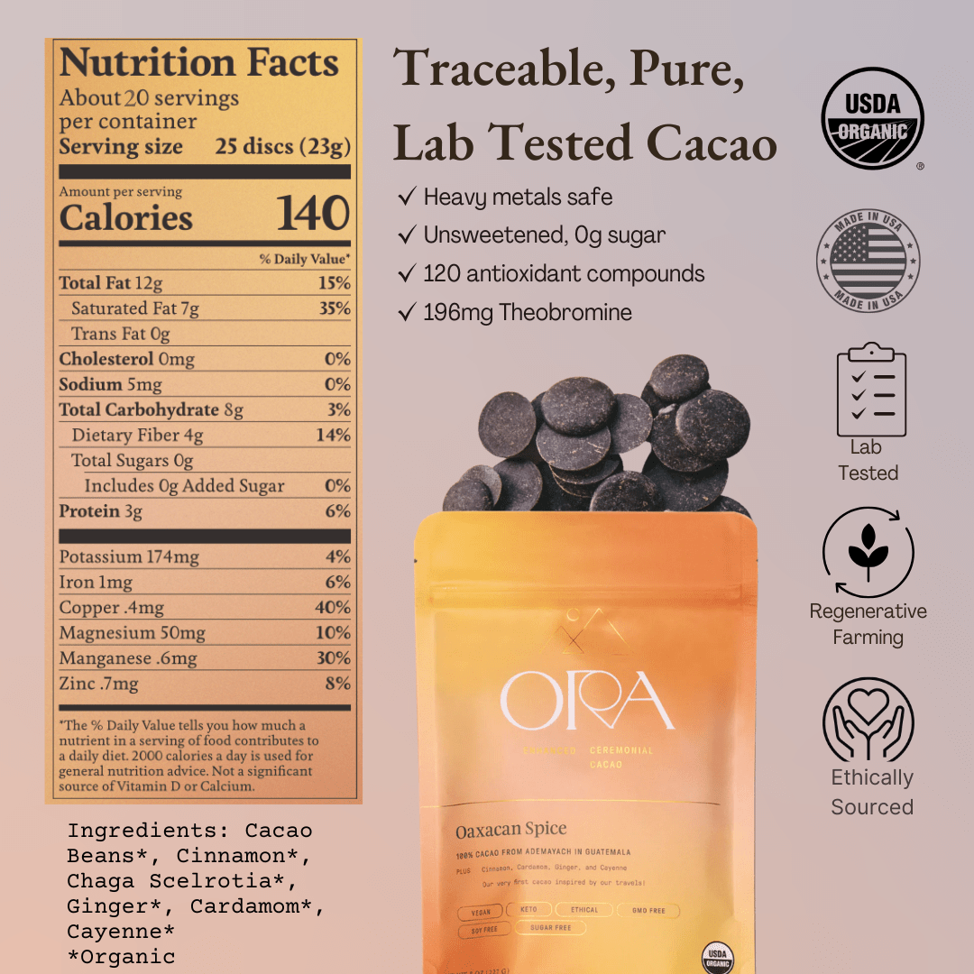 Ora Cacao Oaxacan Spice -Nutrition Facts