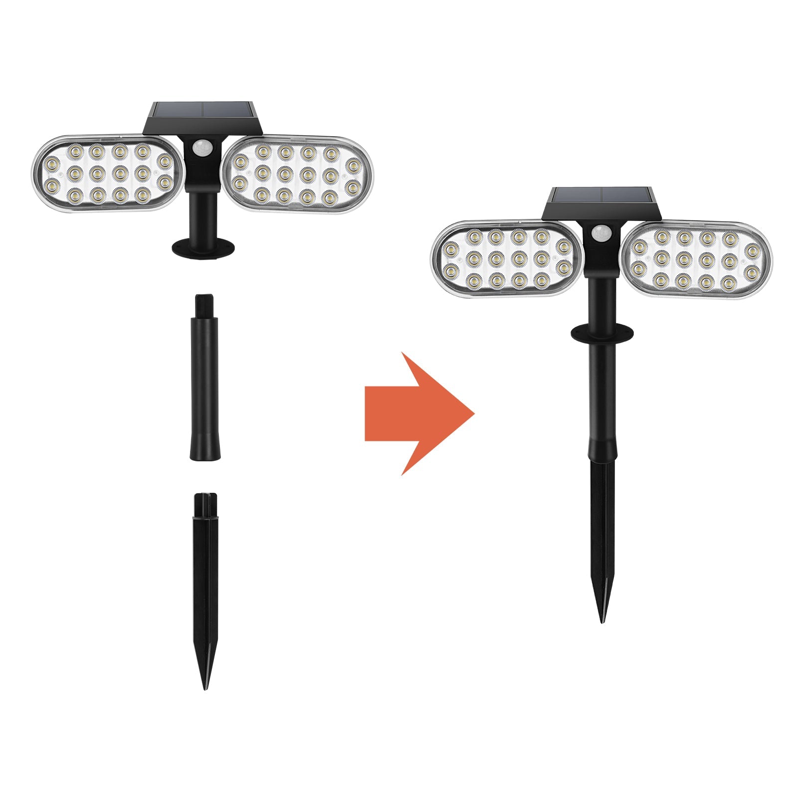 HarthYourHome Solar Landscape Outdoor 360º Motion Swivel with Automatic On/Off. Mount on walls or place on the ground with included hardware-no wiring required.