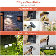 Easy Installation - HarthYourHome Solar Landscape Outdoor 360º Motion Swivel with Automatic On/Off.