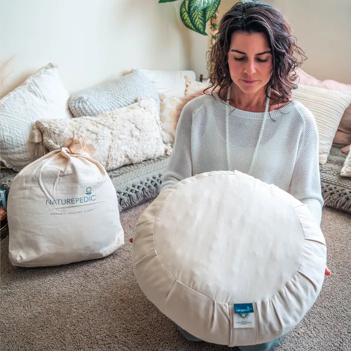 Naturepedic Organic Meditation Pillows promoting spinal alignment and comfort