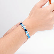 HealthyLine Stainless Steel Energy Bracelet 4-in-1. Silver/Blue Color. Model SY368N