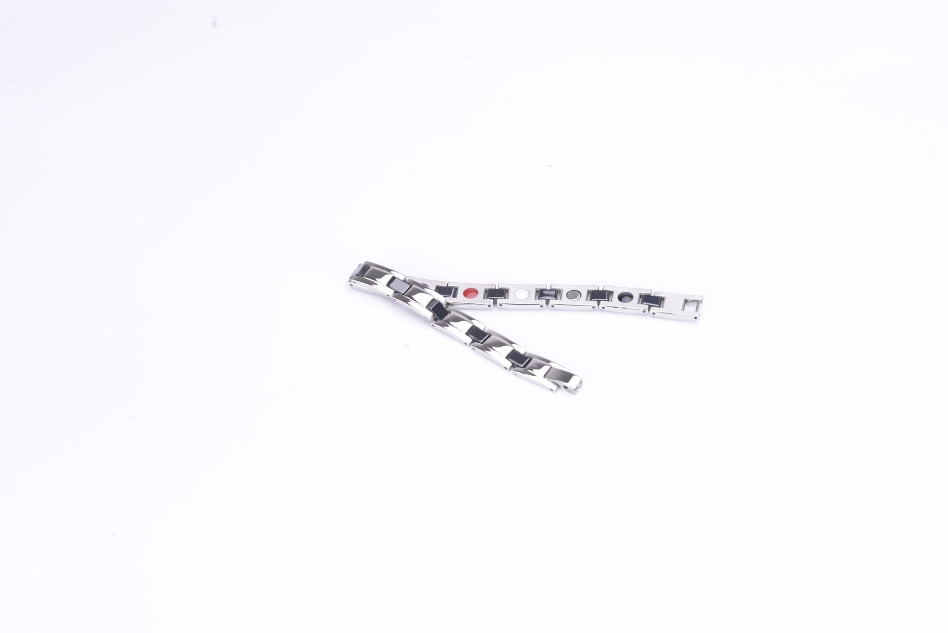 HealthyLine Stainless Steel Energy Bracelet 4-in-1. Silver/Black color. Model SY370D