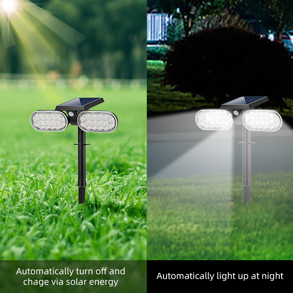 HarthYourHome Solar Landscape Outdoor 360º Motion Swivel with Automatic On/Off. Two LED heads rotate independently.