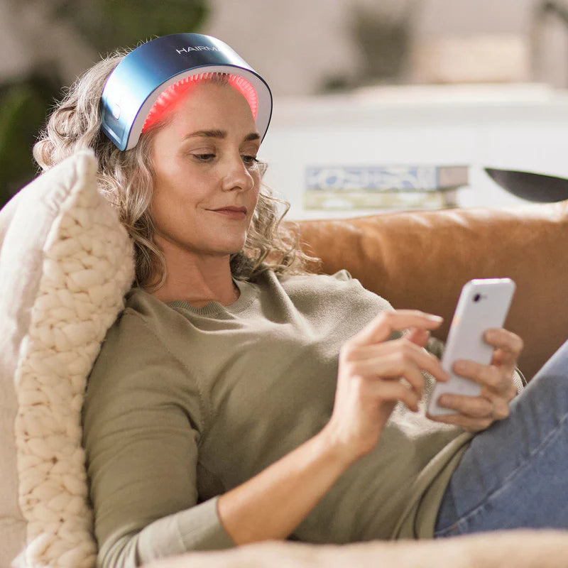 Hairmax LaserBand 82 ComfortFlex on a woman