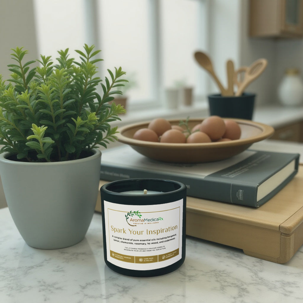 AromaMedicaRx Spark You Inspiration Medicinal Coconut Soy Candle to Elevate Mood and Relieve Anxiety