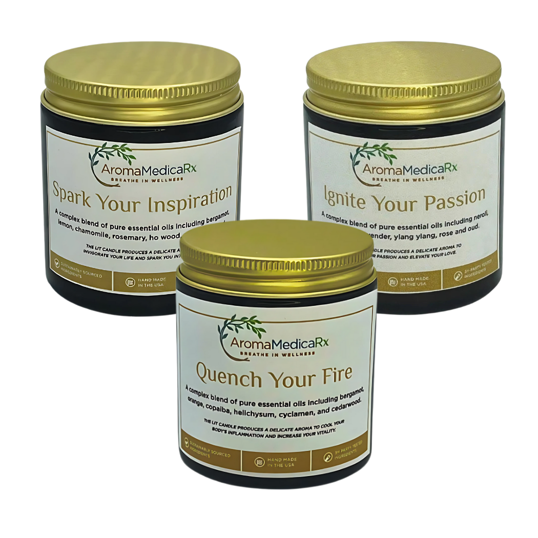 4oz - bundle set of AromaMedicaRx Medicinal Coconut Soy Candle Gift Sets for Enhanced Mood and Wellbeing