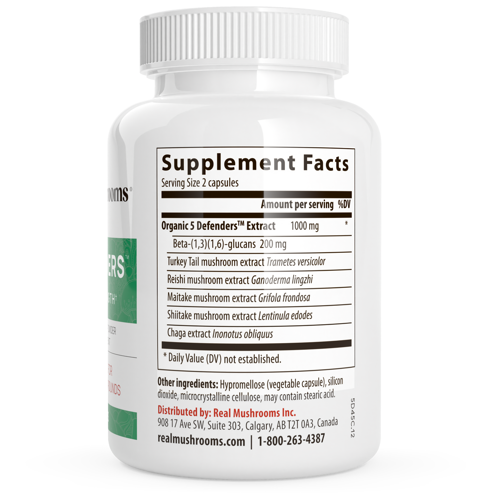 Real Mushrooms for Defenders Mushroom Extract Supplement Facts