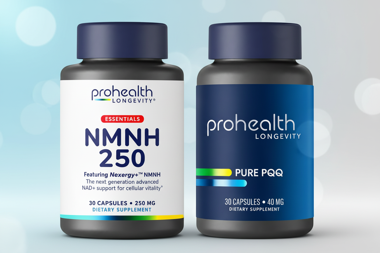 Advanced Energy & Vitality Bundle featuring ProHealth Longevity NMNH 250 and Pure PQQ.