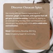 Ora Cacao Oaxacan Spice Ingredients includes cinnamon, ginger, cardamom and cayenne
