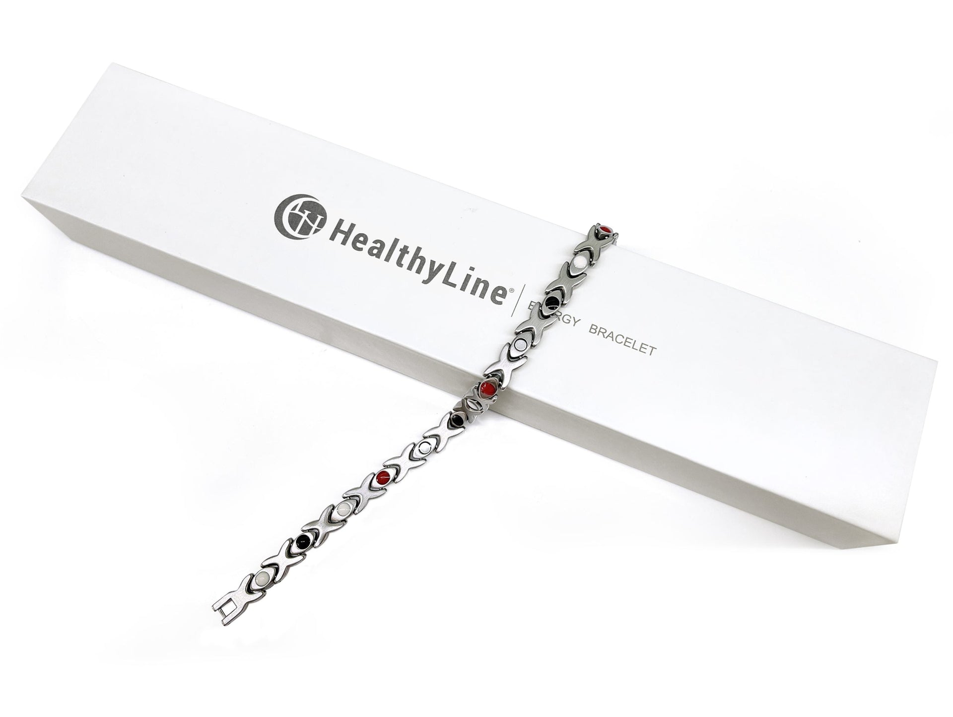 HealthyLine Stainless Steel Energy Bracelet 4-in-1. Silver color. Model BR-S-273