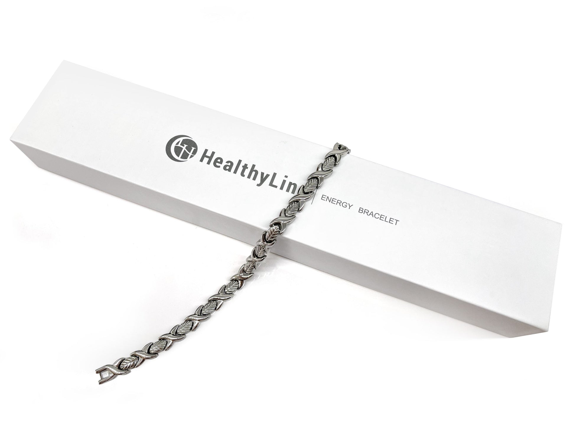 HealthyLine Stainless Steel Energy Bracelet 4-in-1. Silver color. Model BR-S-273
