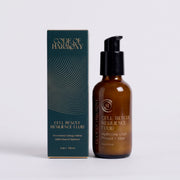 Code of Harmony Cell Rescue Resilience Fluid bottle and box on a dark teal background