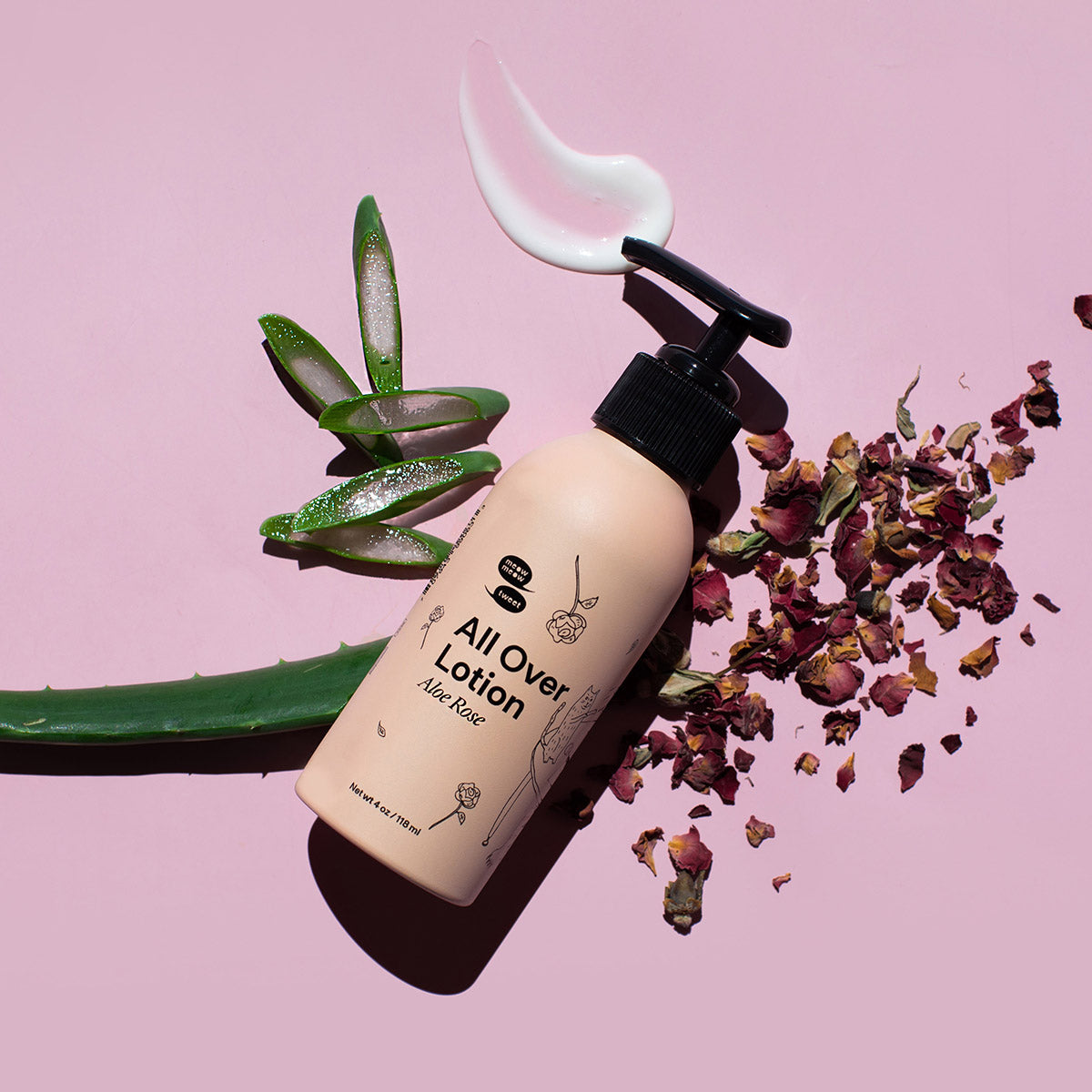 Meow Meow Tweet All Over Lotion - Aloe Rose This is a botanically powered head-to-toe lotion. 