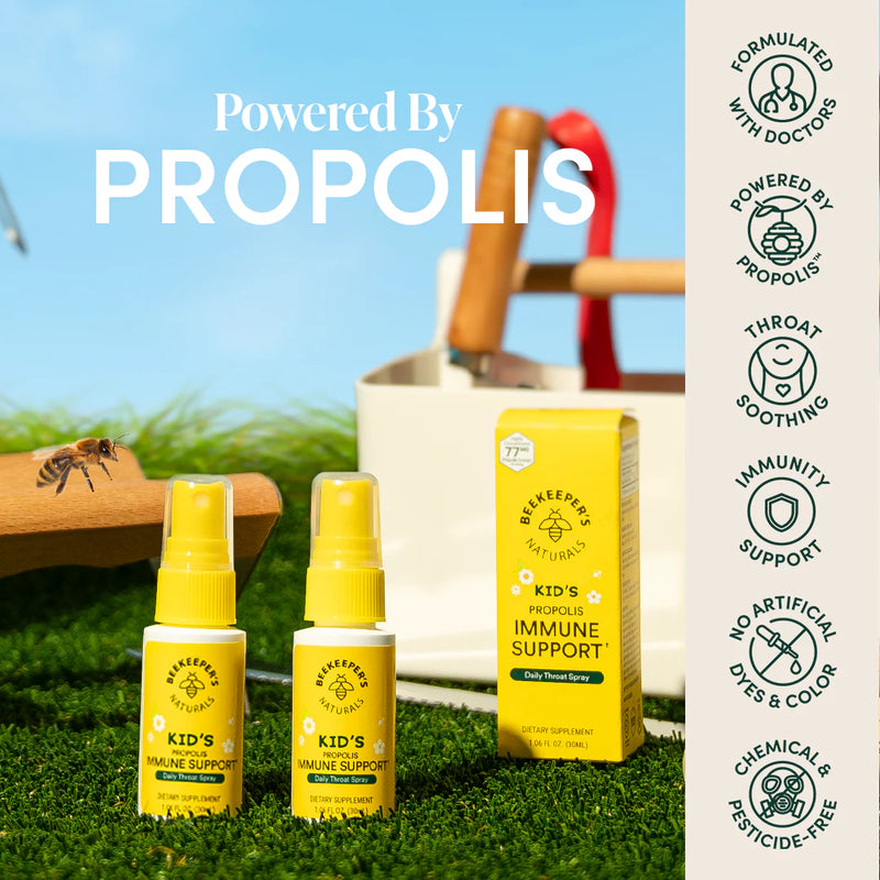 Beekeepers Naturals Kid's Propolis Immune Support Throat Spray is formulated with great Doctors.