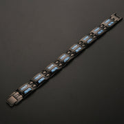 HealthyLine Stainless Steel Energy Bracelet 4-in-1. Black/Blue Color. Model B617BL
