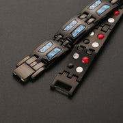 HealthyLine Stainless Steel Energy Bracelet 4-in-1. Black/Blue Color. Model B617BL