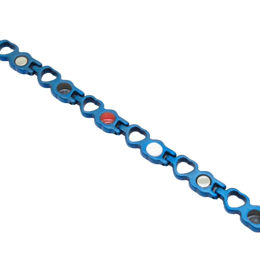 HealthyLine Stainless Steel Energy Bracelet 4-in-1. Blue Color. Model BR-S-149