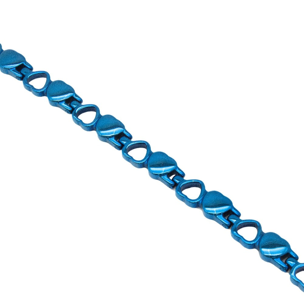 HealthyLine Stainless Steel Energy Bracelet 4-in-1. Blue Color. Model BR-S-149