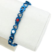 HealthyLine Stainless Steel Energy Bracelet 4-in-1. Blue Color. Model BR-S-149