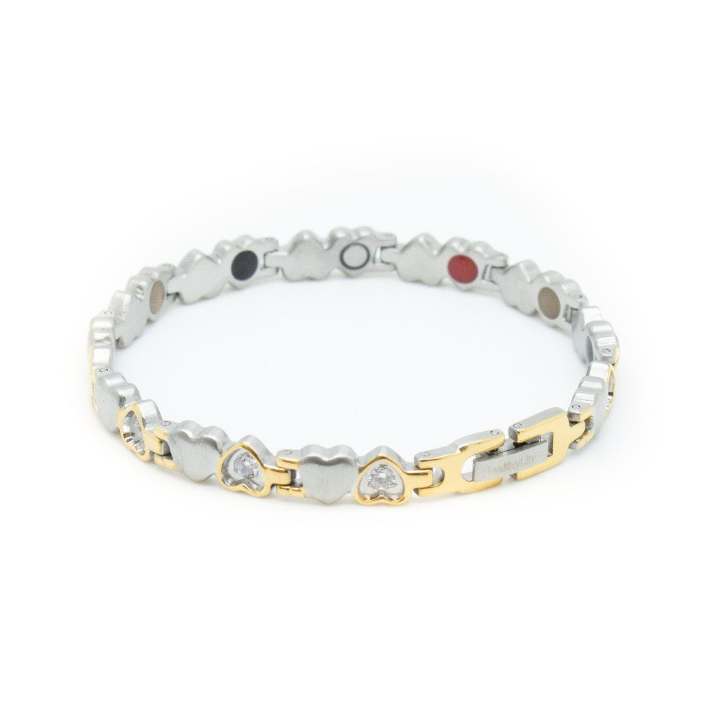 HealthyLine Stainless Steel Energy Bracelet 4-in-1. 9 Colors available. Model B041-Hearts