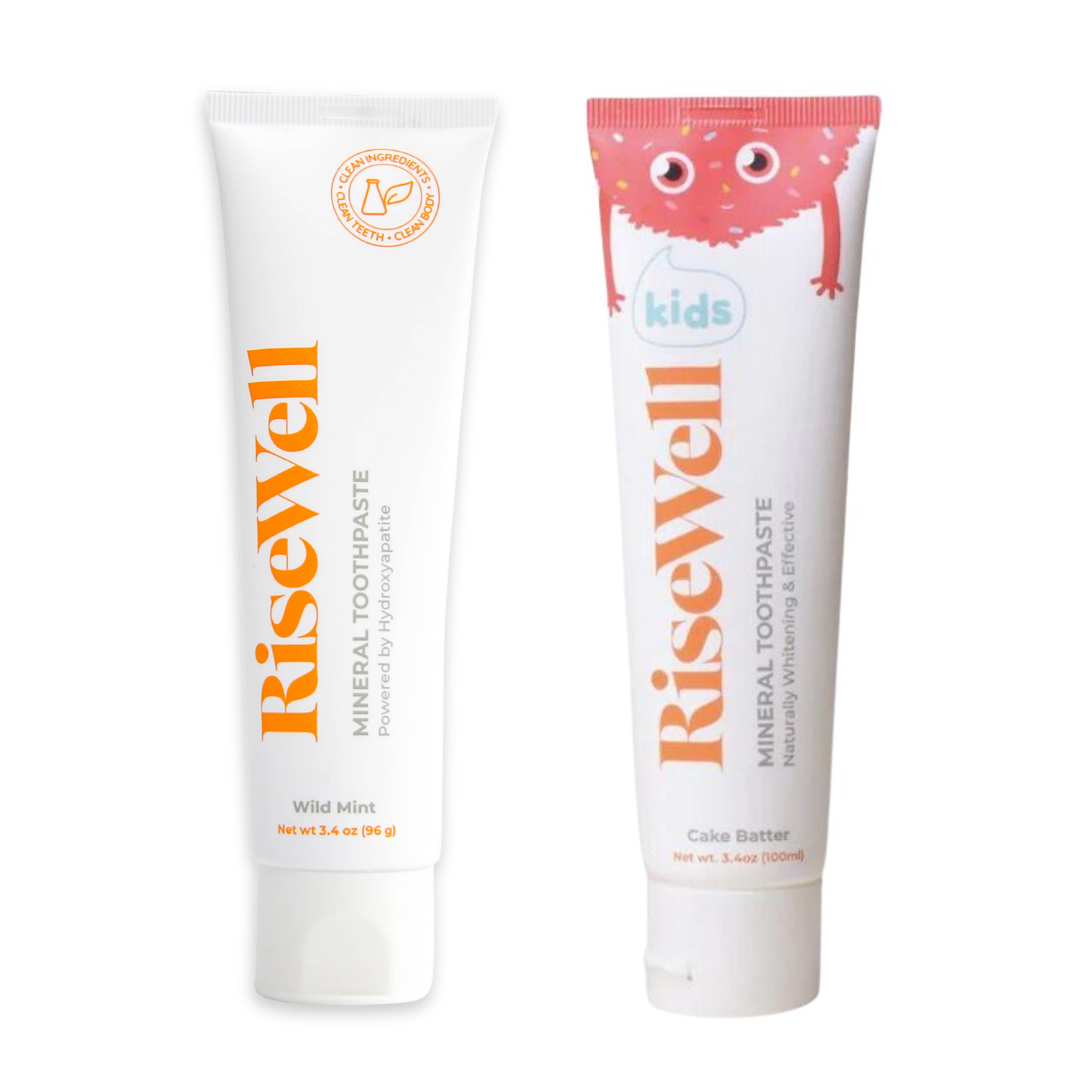 Family Wellness Duo: RiseWell Mineral Toothpaste Set For Kids & Adult