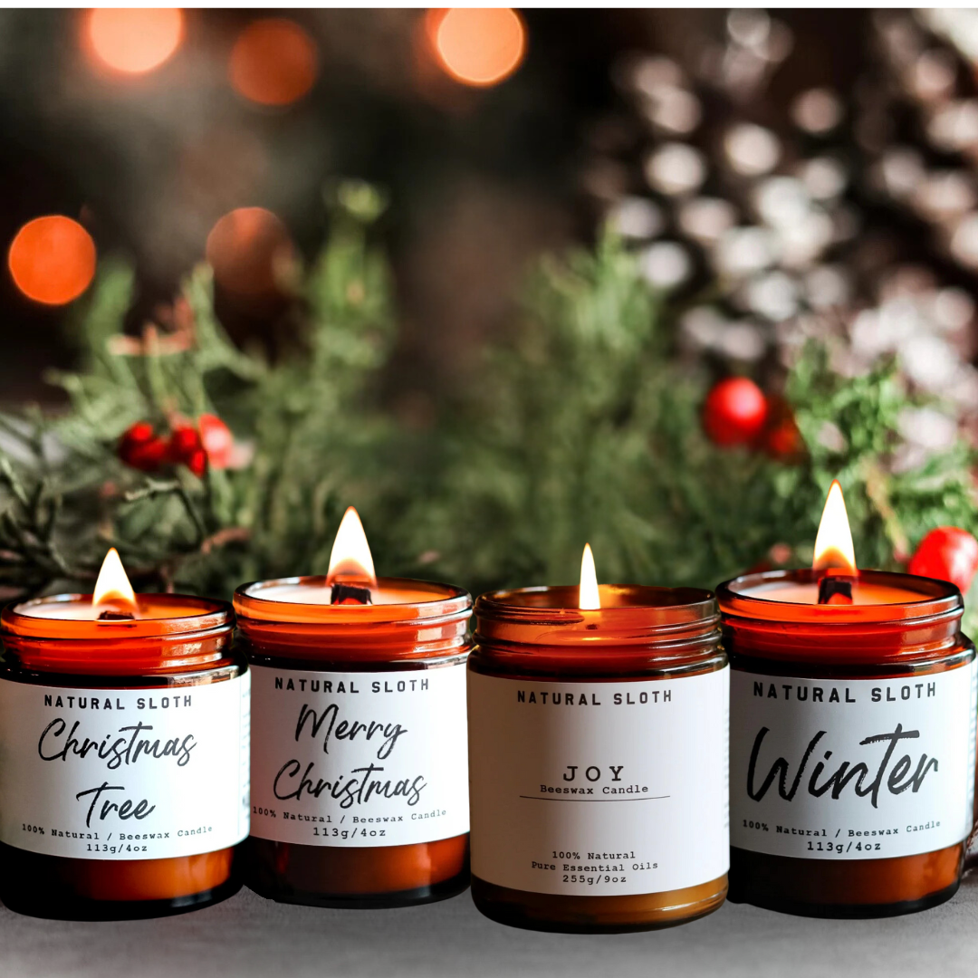 Bring warmth, light, and holiday cheer into your home with the Natural Sloth Christmas Holiday Beeswax Candles Bundle. 