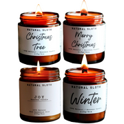 Natural Sloth Christmas Holiday Beeswax Candles Bundle