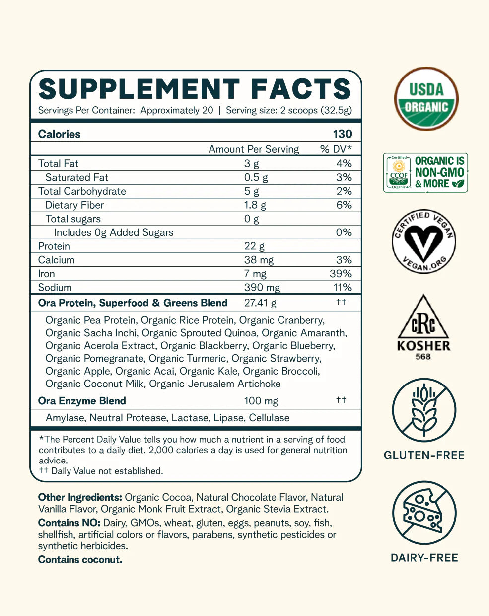 Chocolate Supplement Facts