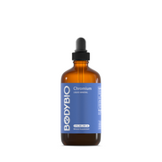 BodyBio Liquid Chromium supplement in an amber glass dropper bottle with a blue label, displaying “Chromium Liquid Mineral,” 2 fl oz (59 mL).
