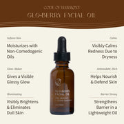Glo-Berry Facial Oil benefits: non-comedogenic moisture, visible glow, brightening and barrier support