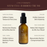 Code of Harmony Stem Cell Barrier Cream key benefits infographic