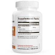 Real Mushrooms Organic Cordyceps Extract Capsules Supplement Facts