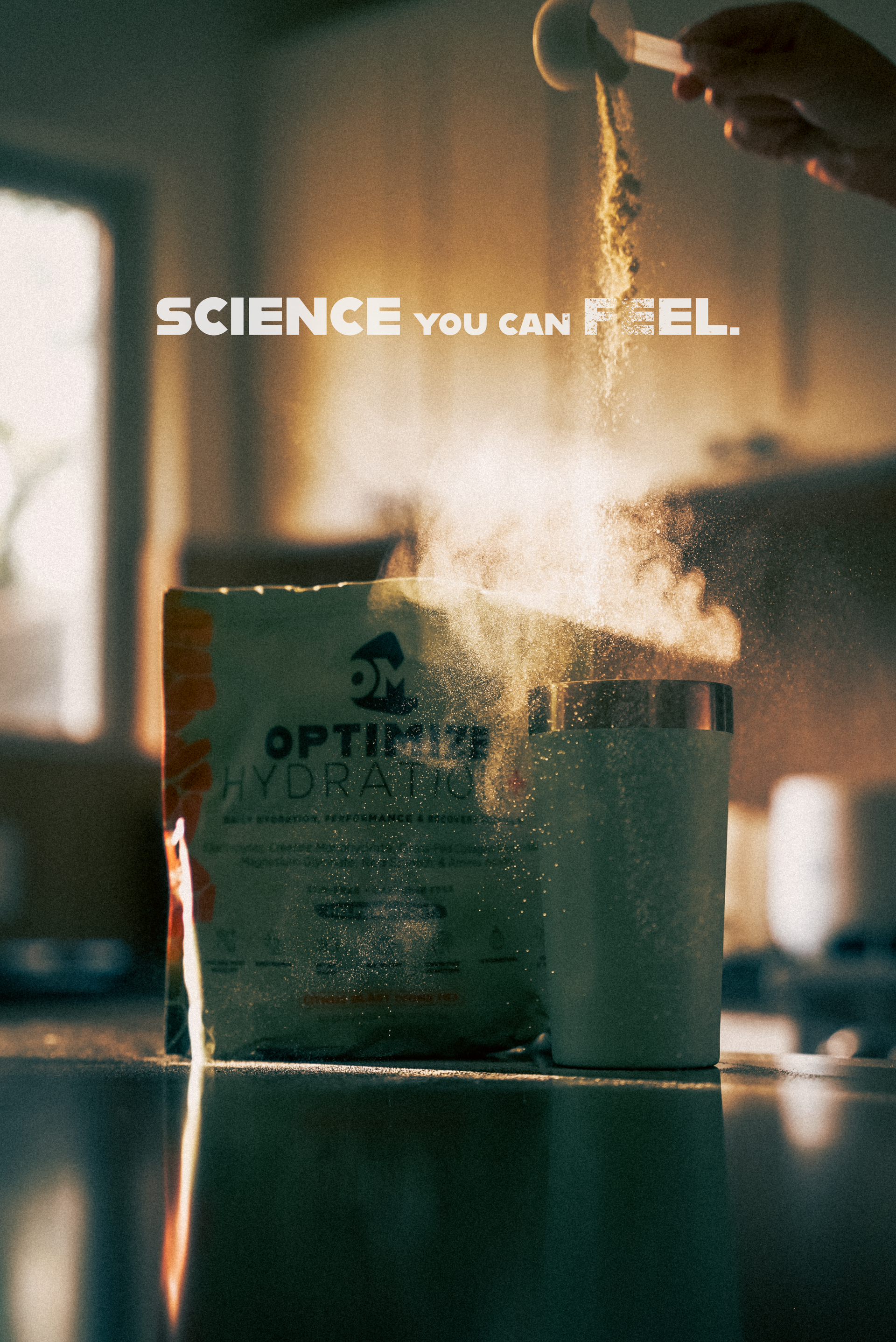 Optimize Hydration+ powder pouring into shaker bottle.