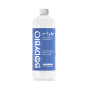 BodyBio e-lyte pure electrolyte concentrate bottle with blue label for hydration and energy support in 16 oz