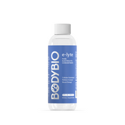 BodyBio e-lyte pure electrolyte concentrate bottle with blue label for hydration and energy support in 4 oz