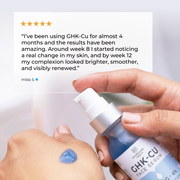 Neurogan Health GHK-Cu Face and Neck Serum customer testimonial graphic.
