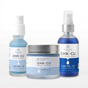 Neurogan Health Skin and Hair Stack with GHK-Cu face serum, face cream, and hair and scalp serum.