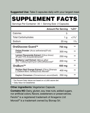 Supplement Facts of Ora Organic Natural GLP-1 Support
