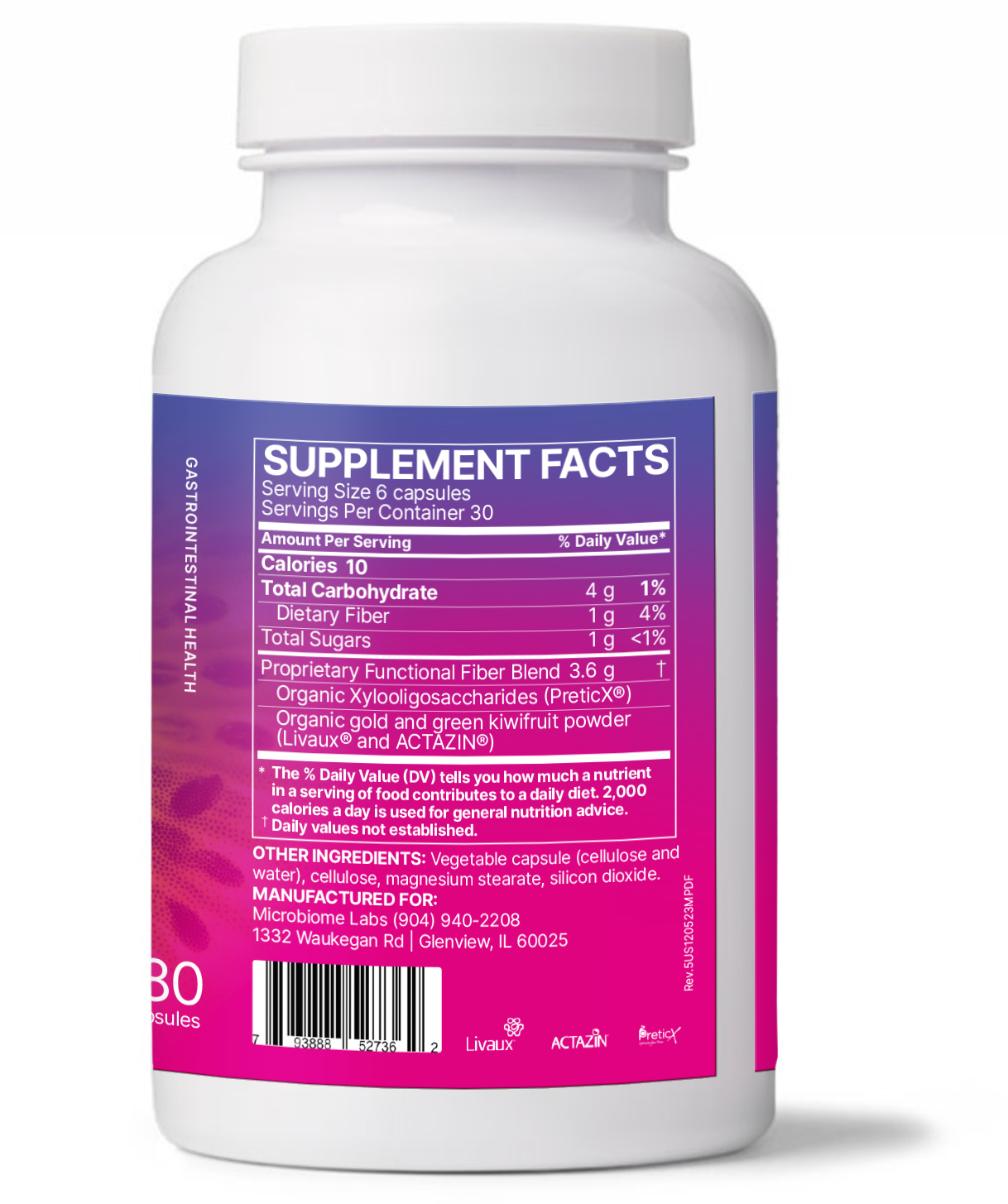 Microbiome Labs MegaPre DF Supplemement Facts