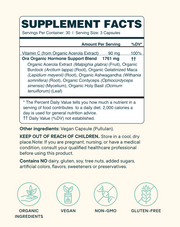 Supplement Facts of Ora Organic Hormonious: Hormonal Balance & Support Capsules