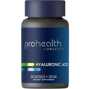 Prohealth Longevity Hyaluronic Acid provides a clinically effective dose to help restore hydration, cushion joints, and promote smooth, vibrant skin from the inside out. Hydrate your cells, support mobility, and renew your glow naturally.