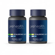 Two bottles of Prohealth Longevity Hyaluronic Acid provides a clinically effective dose to help restore hydration, cushion joints, and promote smooth, vibrant skin from the inside out. Hydrate your cells, support mobility, and renew your glow naturally.